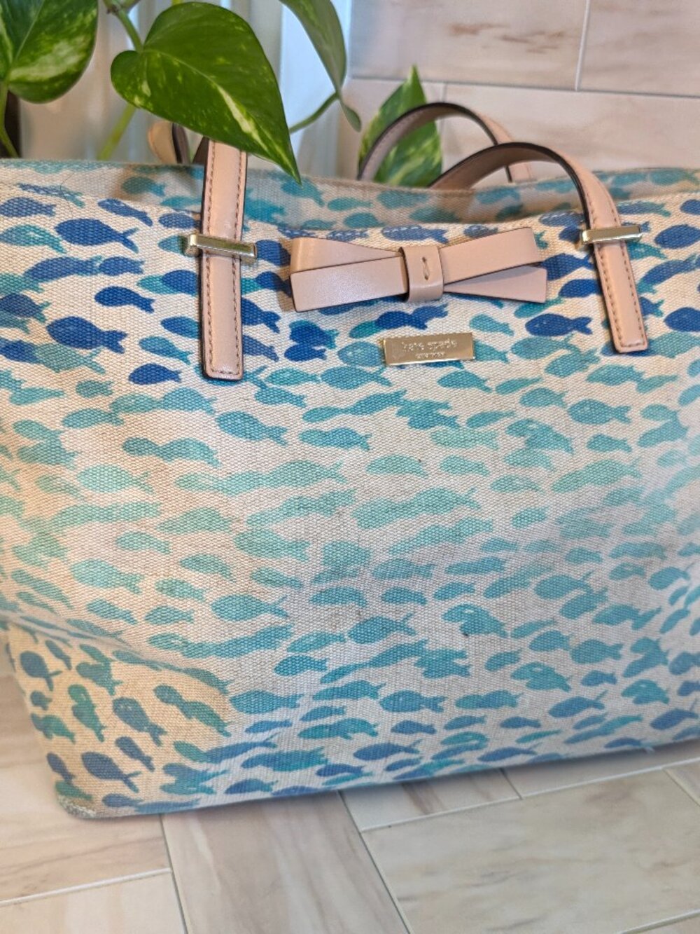Kate Spade Make A Splash Plenty Of Fish Francis Tote Bag Blue